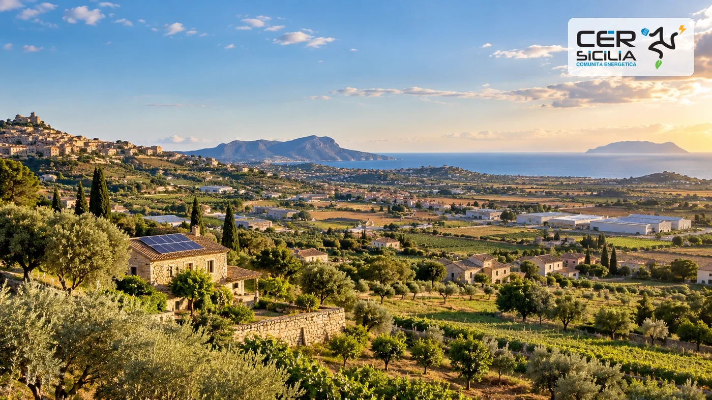 Territorio agricolo e produttivo con energia solare integrata.